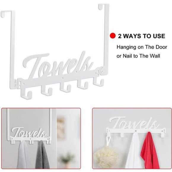 Over The Door Hooks, Towel Rack for Bathroom Towel Holder for Hanging Heavy Duty - Picture 6 of 6